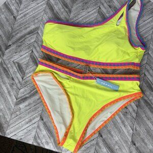 Popvil Bikini High Cut Bikini Womens Size XL Neon Cutout on Top and Bottom NWT
